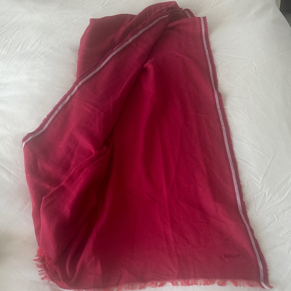 Bally Red Scarf with White Trim